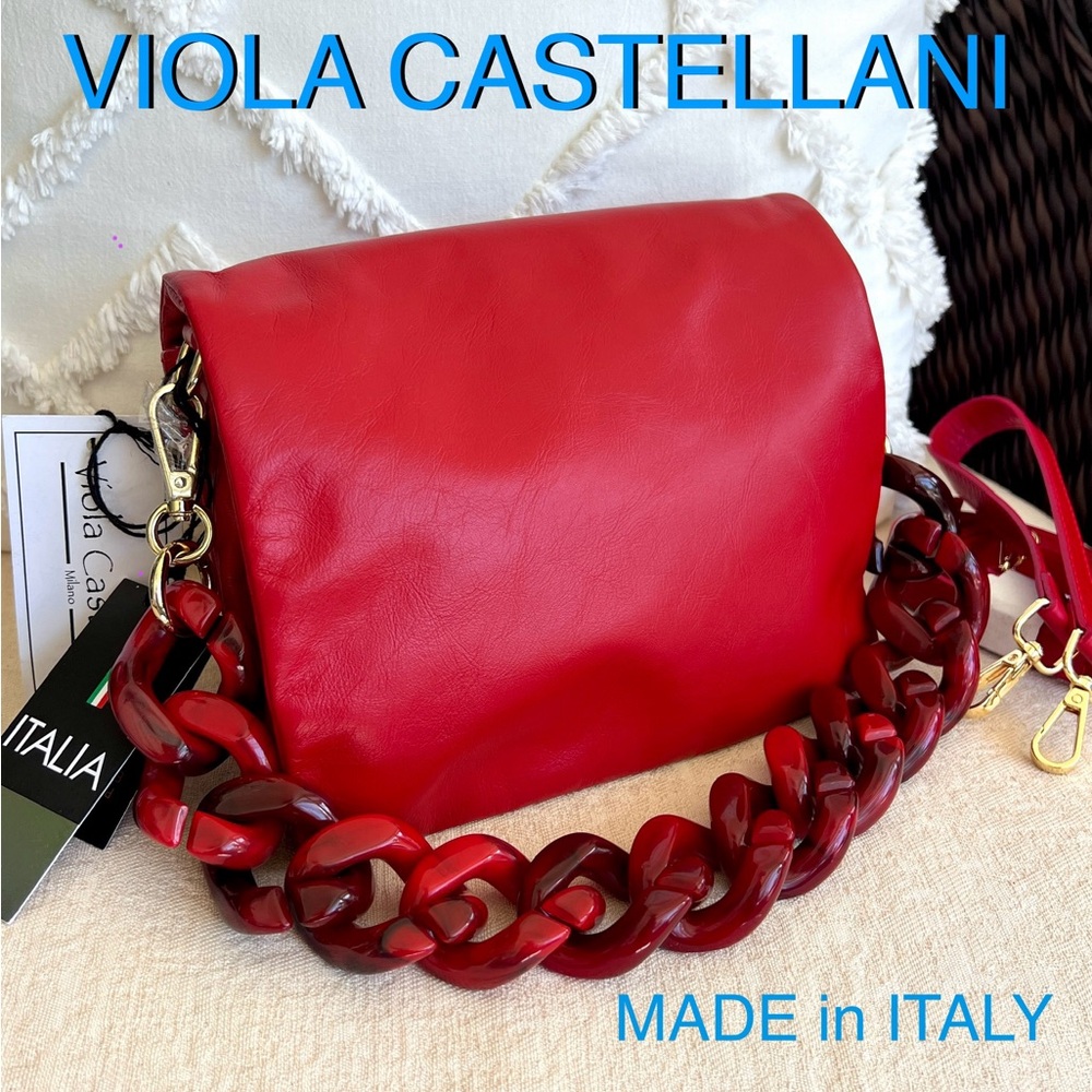 VIOLA CASTELLANI made in ITALY Leather convertible chunky chain bag